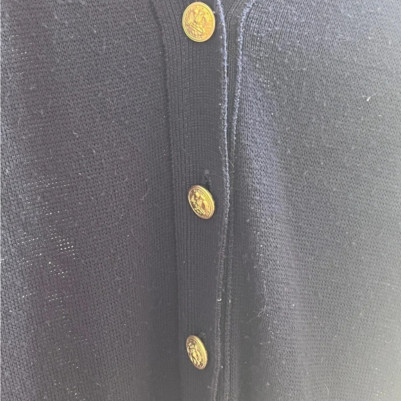 Navy and gold vintage embroidered knit cardigan sweater - Picture 4 of 5